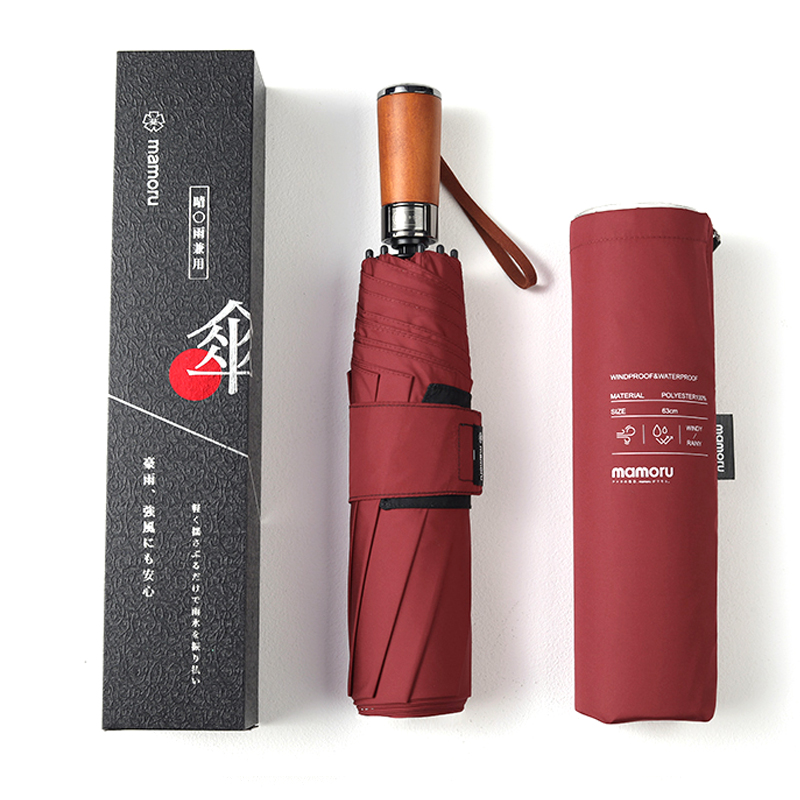 mamoru 抗风王8骨 自动伞 0.5kg 酒红（单位：把）