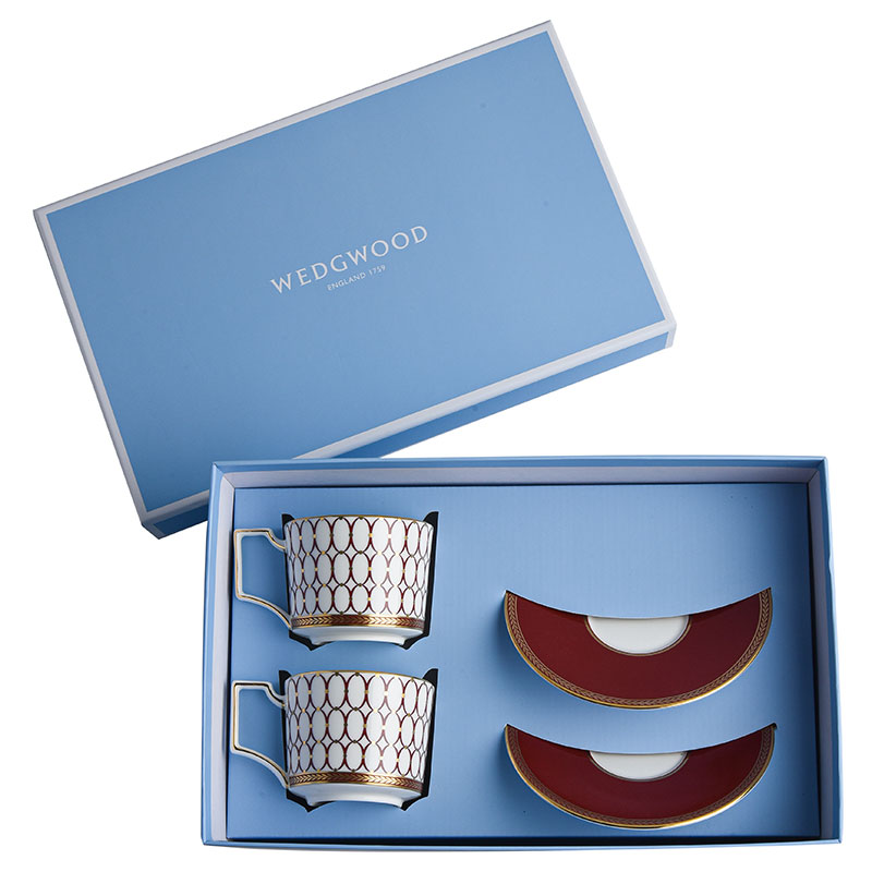 WEDGWOOD 威基伍德金粉年华鎏金红2杯2碟组盒 1058821*2 200ml*2 酒红（单位：套）