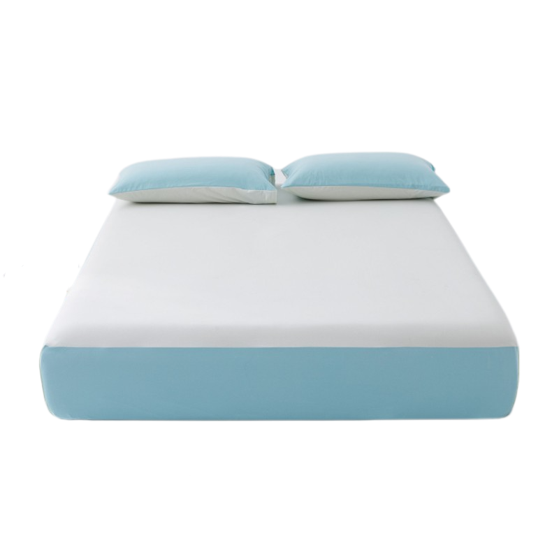 躺岛 四季床笠双面织透气单件床垫保护罩 可机洗亲肤 150*200cm 西风蓝+浅竹青（单位：张）