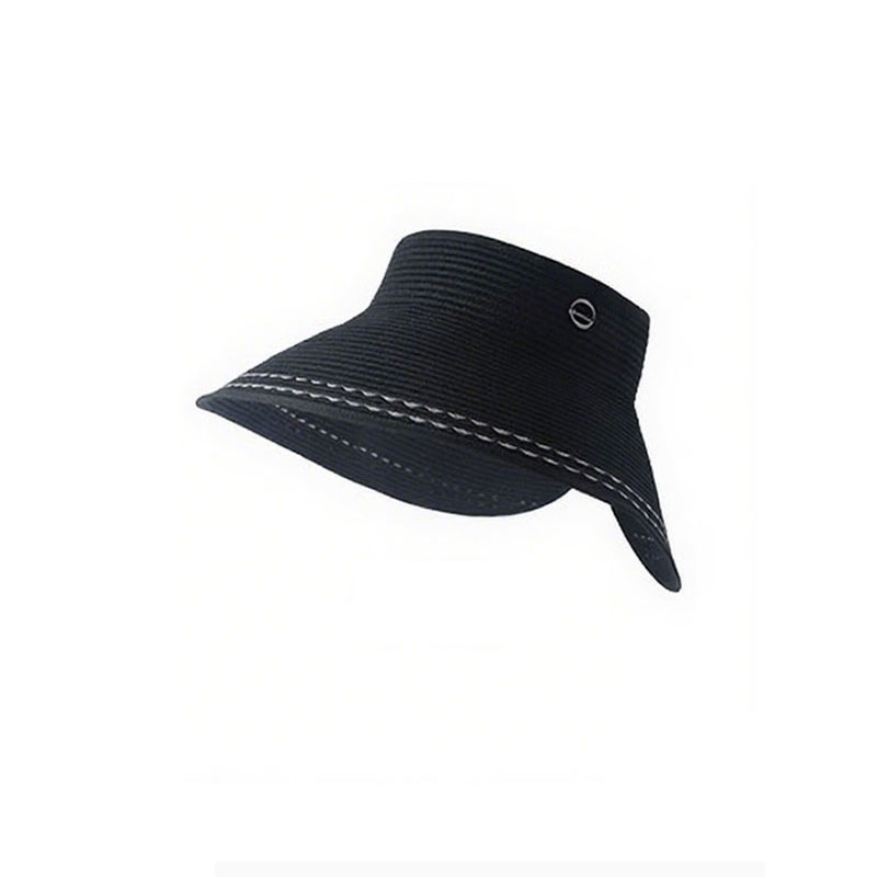 卡蒙（Kenmont） 赫本风花边法式空顶防晒草帽女夏天轻薄可折叠 KM-6058 可调节(55-58cm) 092赫本黑（单位：顶）