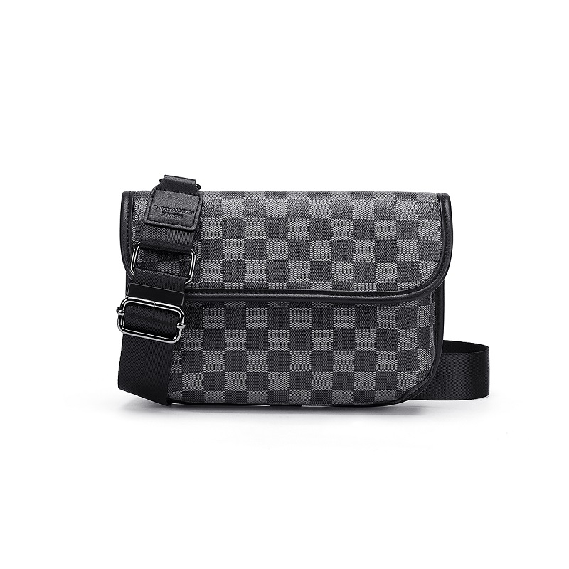 马克华菲 2025新款 高级感 斜挎包男士胸包随身手机包小挎包 66222804409025100 长24*宽4.5*高16.5cm 灰色系格子（单位：个）