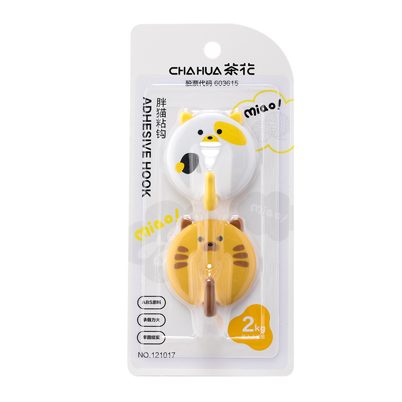茶花（CHAHUA） 胖猫粘钩 121017 1盒【2个装】 混色（单位：盒）