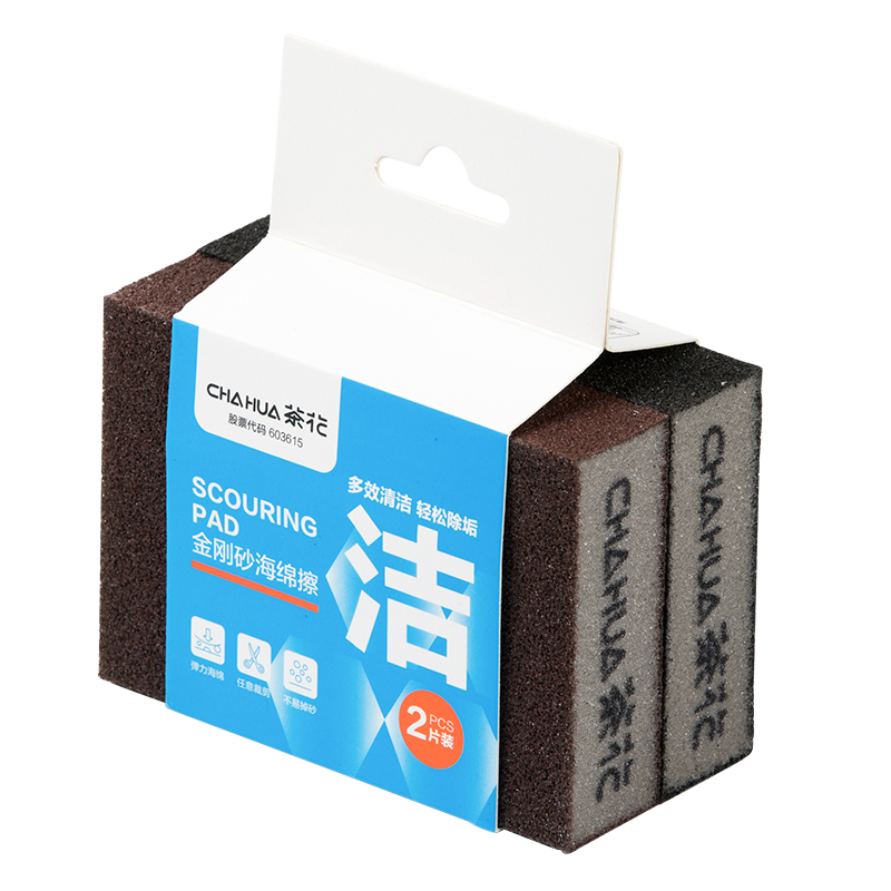 茶花（CHAHUA） 金刚砂海绵擦 221007 1包2片装 混色【10*7cm】（单位：包）