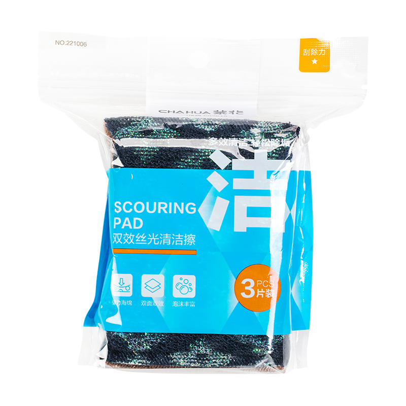 茶花（CHAHUA） 双效丝光清洁擦 221006 1包3片装 混色（单位：包）