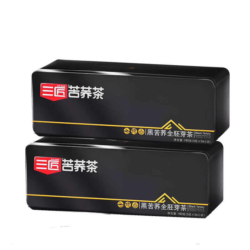 三匠 荞茶黑苦荞茶 全胚芽茶 （5g*36）*2盒 黑色（单位：组）