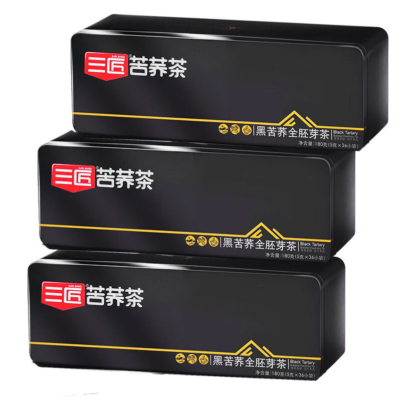 三匠 荞茶黑苦荞茶 全胚芽茶 （5g*36）*3盒 黑色（单位：组）