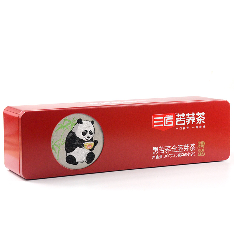 三匠 蜀锦熊猫大凉山苦荞茶 黑苦荞全胚芽茶 （5g*60）*1套 红色（单位：组）