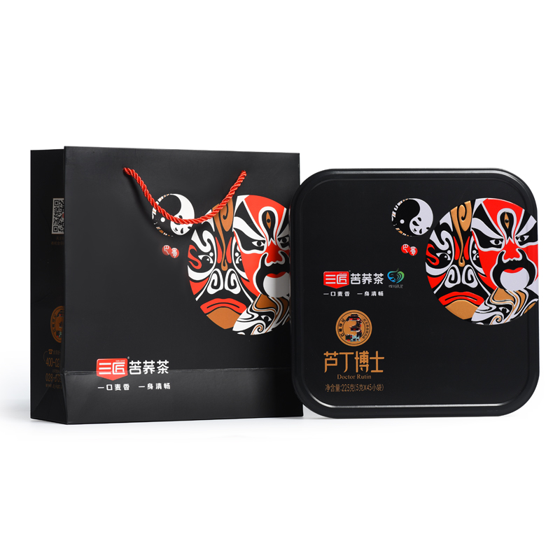 三匠 黑苦荞茶 芦丁博士 脸谱 225g*3 黑色（单位：组）