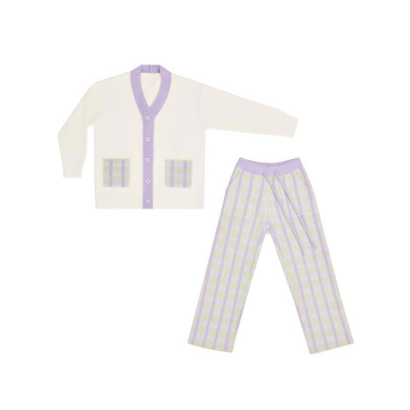 躺岛 半边绒家居服套装 开衫款 L码 淡粉绿+蛋糕紫（单位：套）