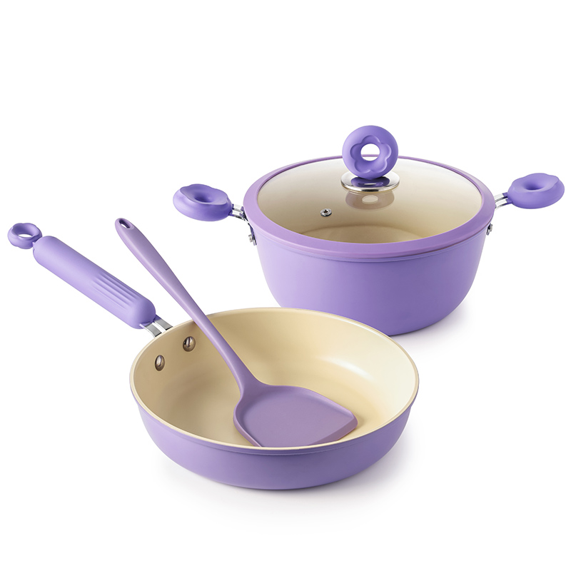 赫曼德（nolte） 紫罗兰锅具三件套 HMD-97310 HMD-97310 汤锅 24cm 煎锅 24cm 硅胶铲 32cm*10cm  紫色（单位：套）