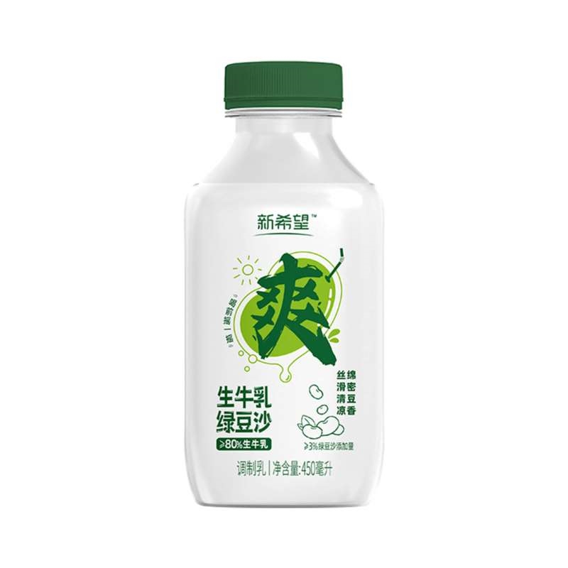 新希望 绿豆沙牛乳 塑瓶系列 450ml*6瓶 雾雨绿（单位：组）