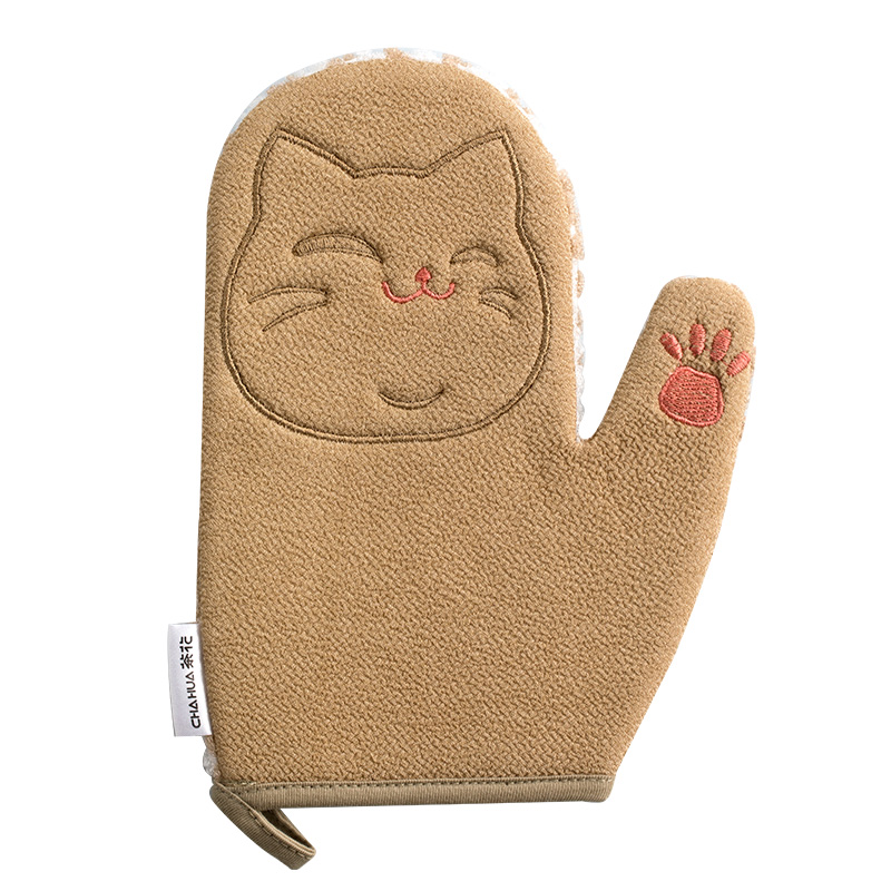 茶花（CHAHUA） 澡巾 252002 1只装【17*20.5cm】 混色【招财指套双用澡巾】（单位：只）