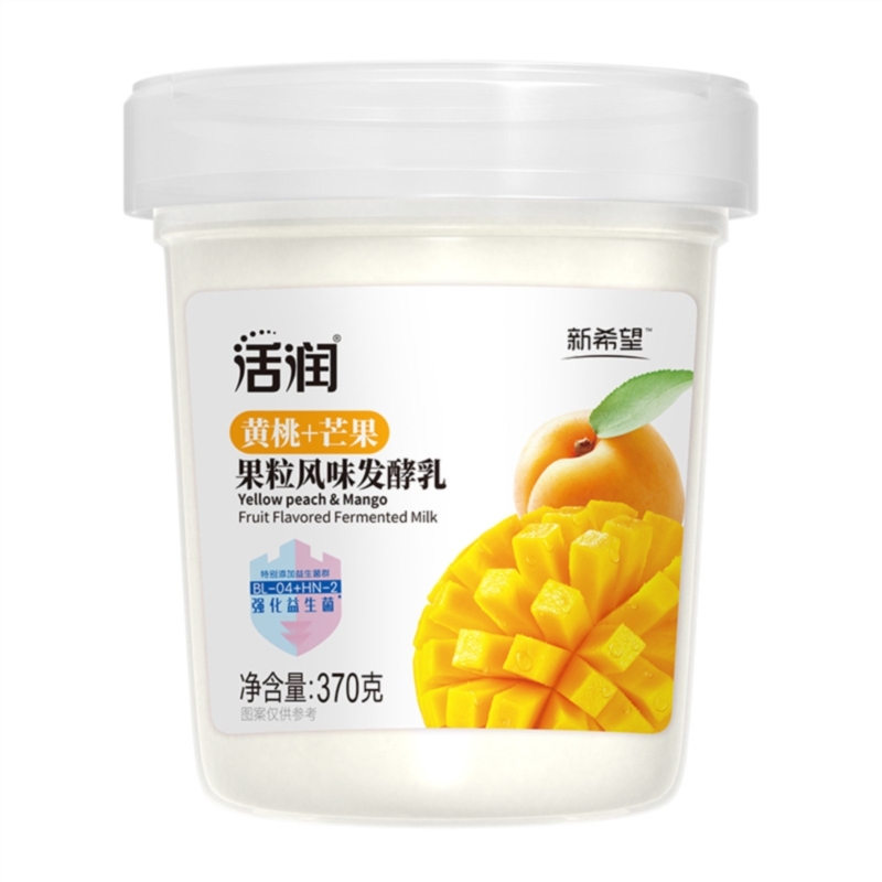 新希望 活润大果粒黄桃芒果浓酸奶 塑杯 370g*6杯 奶茶杏（单位：组）