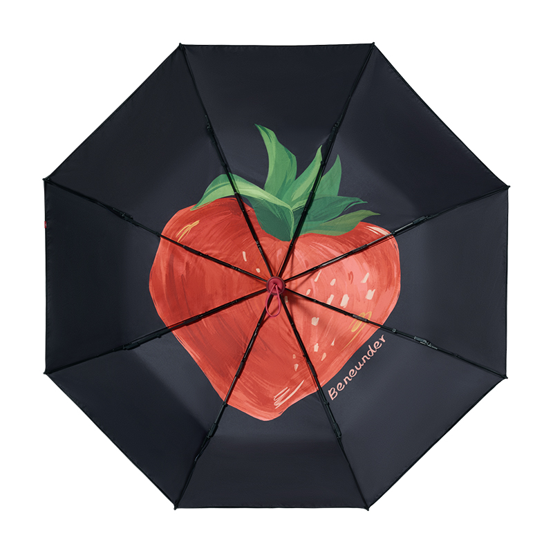 蕉下（beneunder） 倍护黑胶防晒伞 BM397 三折 摇滚草莓（单位：把）