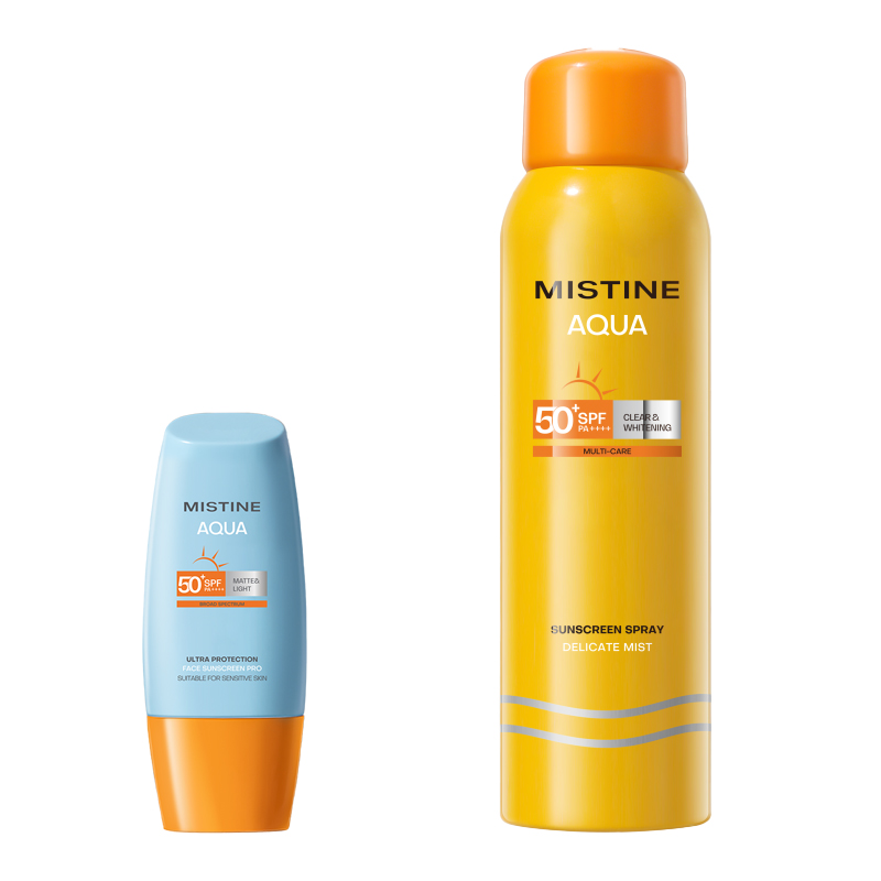 蜜丝婷（Mistine） 小黄帽+小黄喷水润哑光清盈防晒霜 SPF50+PA++++ 40ml+100ml 黄色（单位：组）