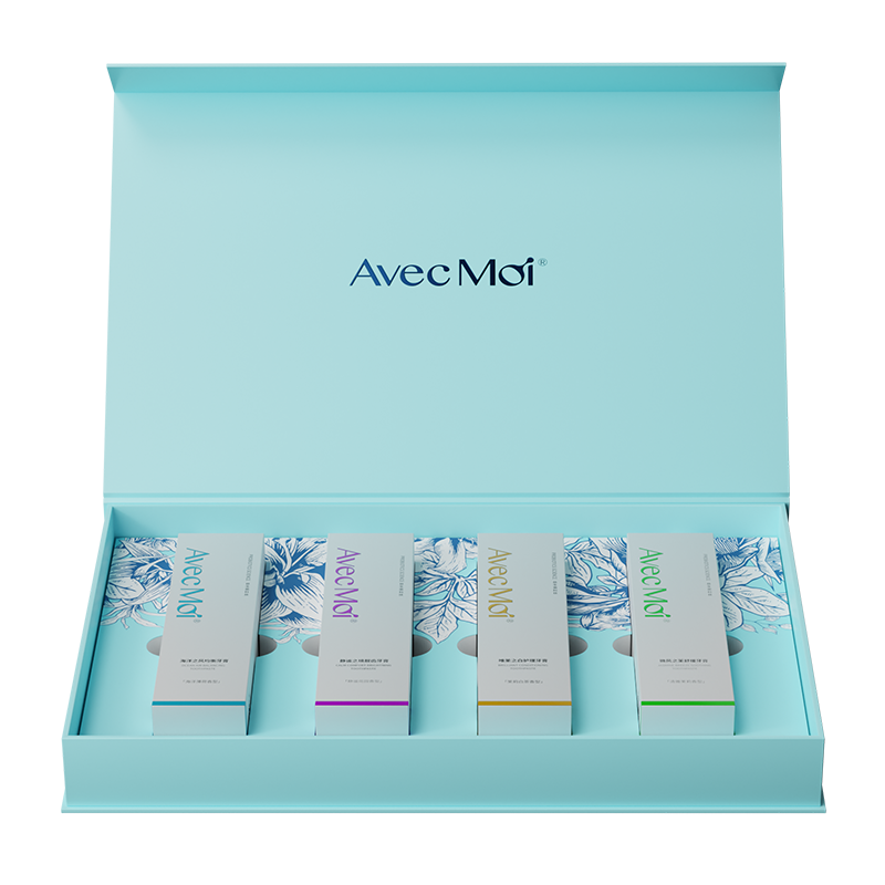 Avec Moi 甄选礼盒（抓马BD版） 通用牙膏礼盒 清新100g+亮白100g+舒缓100g+护理牙膏100g 天蓝色（单位：盒）