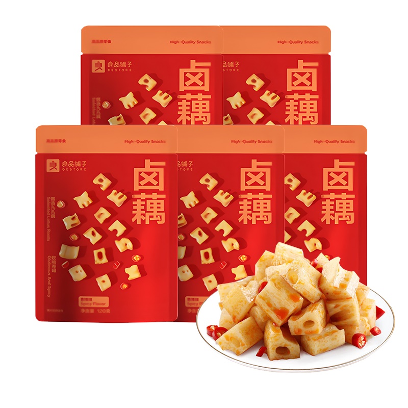良品铺子 卤藕香辣味 休闲零食 120g*5 红色（单位：组）