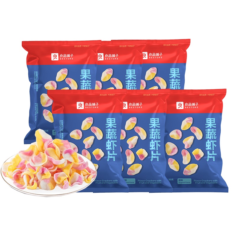 良品铺子 果蔬虾片 休闲零食 30g*6 蓝色（单位：组）