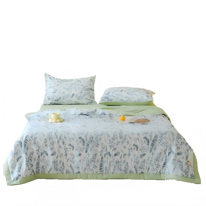 安娜艾莎（ANNA AISHER） A类棉麻双层纱大豆被 AB版设计 200cm*230cm 绿色（单位：床）