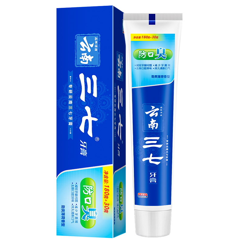 三七 薄荷香型牙膏 劲爽 180g+30g 宝石蓝（单位：支）