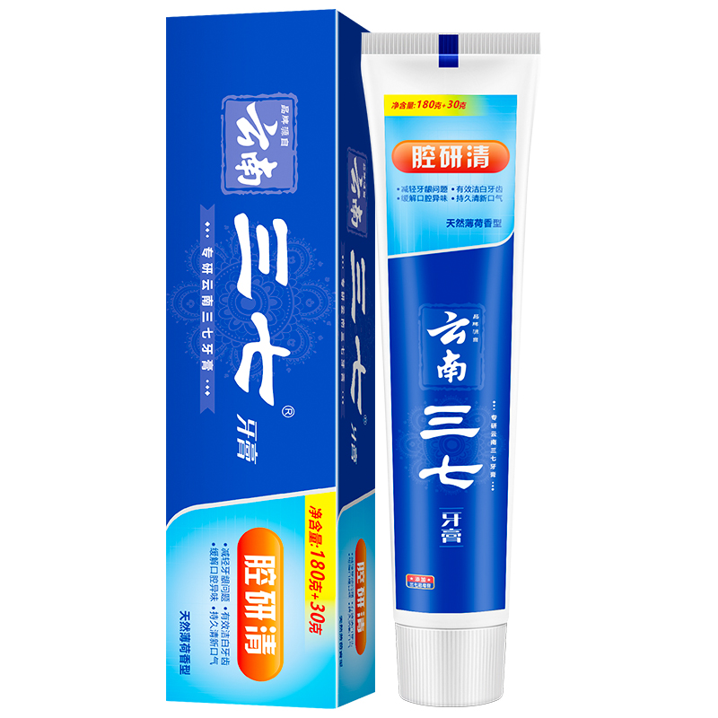三七 薄荷香型牙膏 腔研清 180g+30g 宝石蓝（单位：支）