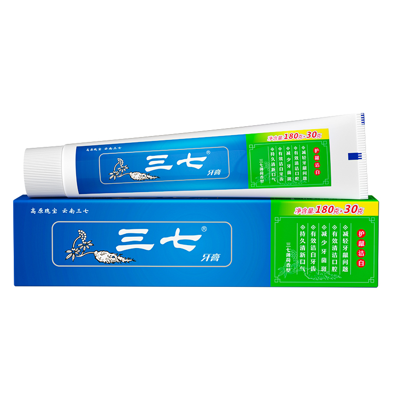 三七 牙膏 护龈洁白 210g 蓝色（单位：支）