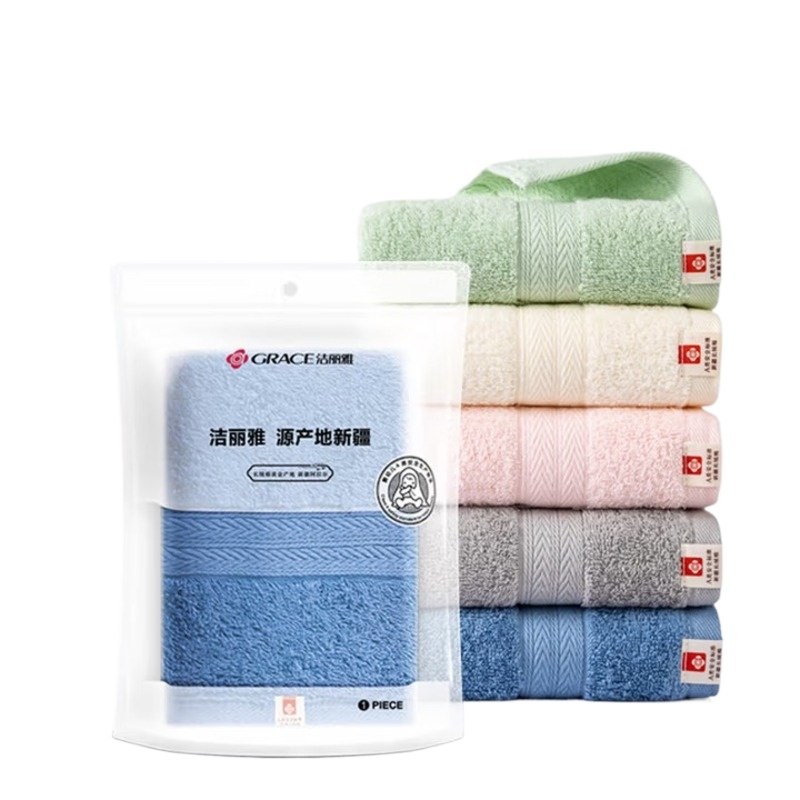 洁丽雅（Grace） 清韵纯棉毛巾单条装 W0240 60*30cm 混色（单位：条）