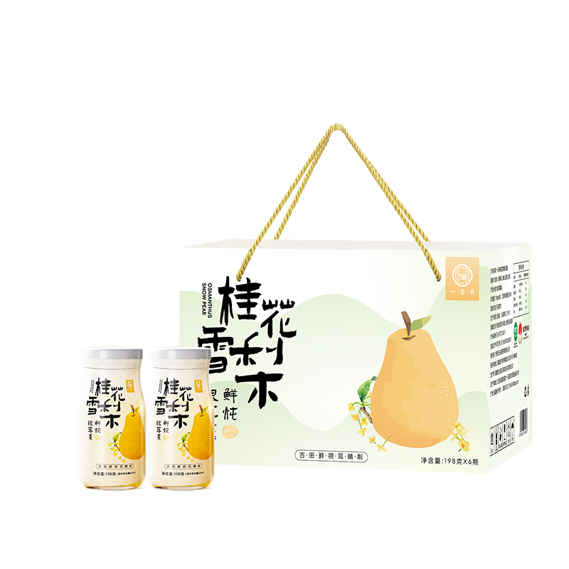 一朵燕（YIDUOYAN） 鲜炖银耳羹（桂花雪梨味） 礼盒装 1188克（198ml*6瓶） 香槟黄（单位：盒）