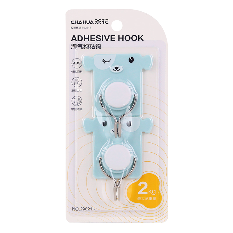 茶花（CHAHUA） 淘气狗粘钩 29621K 1组2个【6.6*8.1*2.2cm】 混色（单位：组）