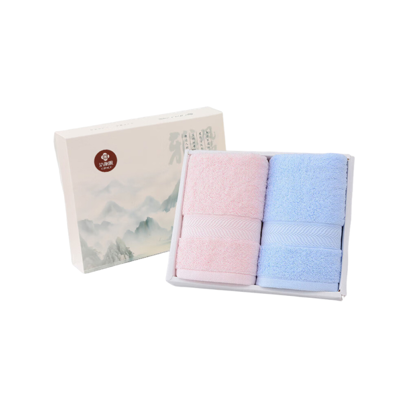 洁丽雅（Grace） 纯棉毛圈抗菌毛巾2条 国风礼盒装 76*35cm*2 混色（单位：盒）