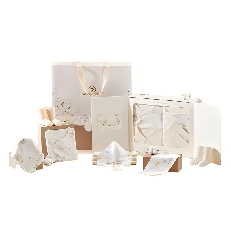 全棉时代 初生婴儿针织套装用品礼盒 环保生态园 四季十二件套 白色（单位：盒）
