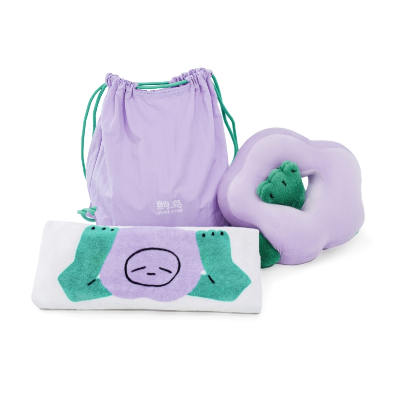 躺岛 耷拉系列办公家用午睡套装 LDA01J10140 午睡毯*1+收纳包*1+午睡枕*1 紫色（单位：套）