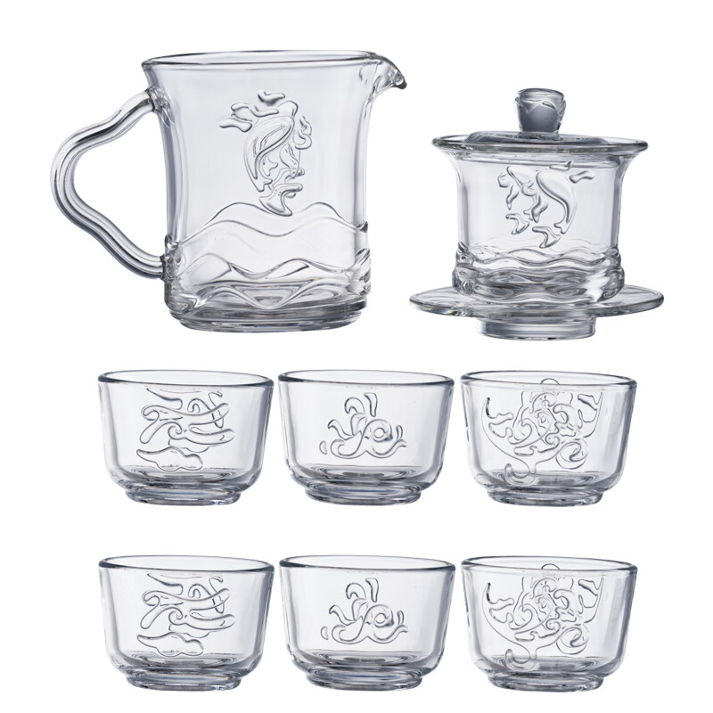 山重山 如鱼得水玻璃杯壶茶具八件套 6278 盖碗*1+分茶器*1+茶杯*6 玻璃色（单位：套）