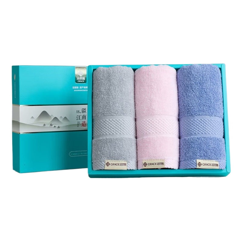 洁丽雅（Grace） 西雅图毛巾三条礼盒装  W0092 76*35cm*3条 混色（单位：盒）