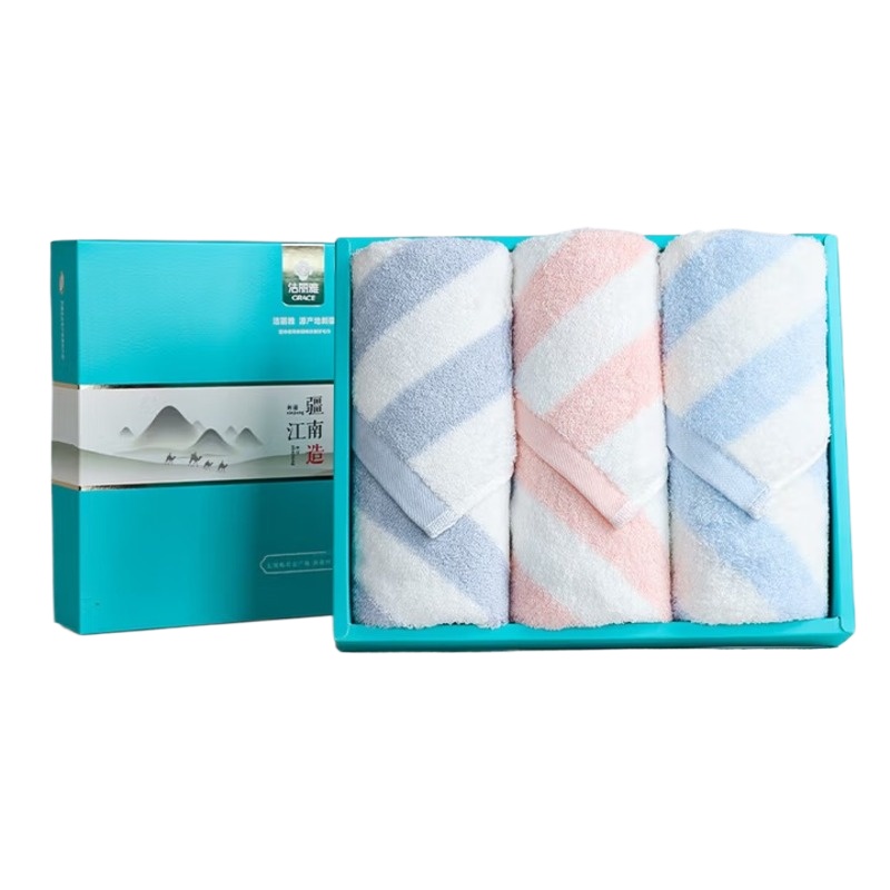 洁丽雅（Grace） 潘帕斯毛巾三条礼盒装  W2576 70*34cm*3 混色（单位：盒）