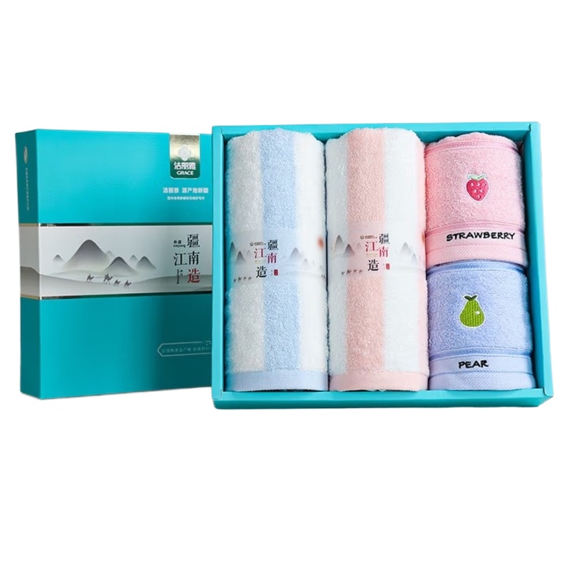 洁丽雅（Grace） 潘帕斯毛巾亲子装礼盒  W2576+E3113 四件礼盒装 混色（单位：盒）
