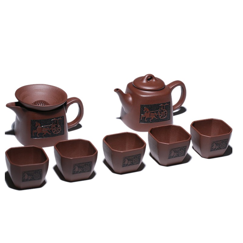 金镶玉  紫砂壶茶具套装 驰骋 8件套 褐色（单位：套）
