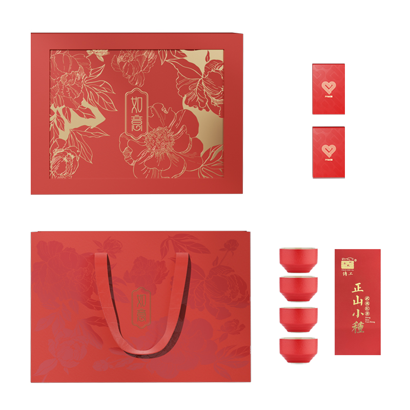 菲米生活（PHMI） 礼盒套装（如燚茶具套装） Y-D003R 茶叶*4； 陶瓷杯*4；扑克牌*2 红色（单位：套）