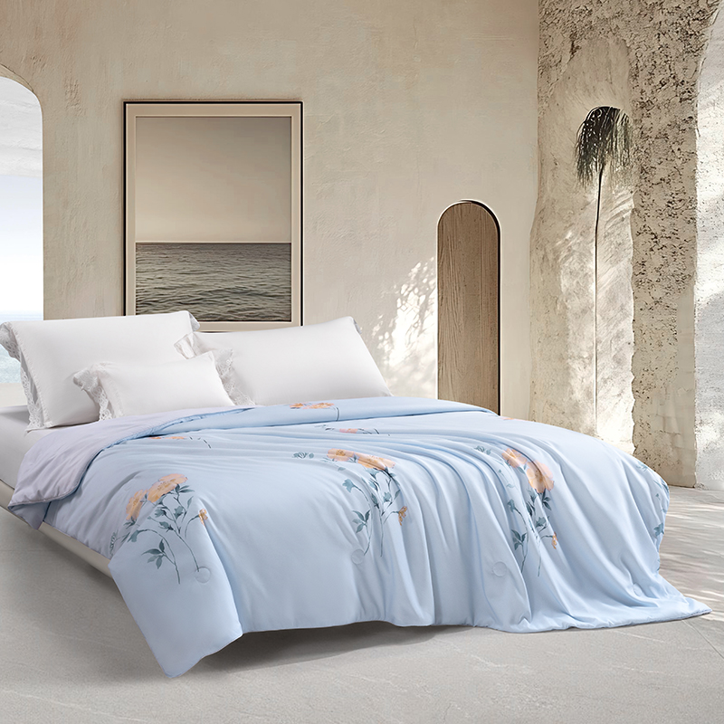 水星家纺 锦玉风华蚕丝被 132073 200cm*230cm 蓝色（单位：床）