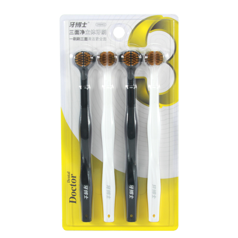 牙博士 牙刷 三面净立体DR6402 4支装 混色（单位：套）
