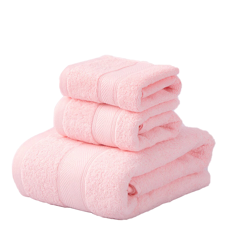 洁丽雅（Grace） 抗菌防螨毛浴套装浴巾毛巾方巾三件套 柔然-3 140x70cm/76x35cm/35x35cm 粉色（单位：套）