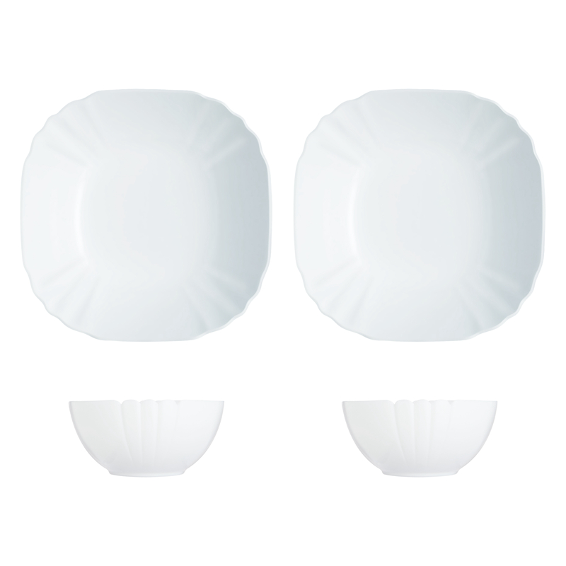 乐美雅 露特莎白玉餐具4件套 V7258 饭碗12cm*2+深盘22cm*2  白色（单位：套）