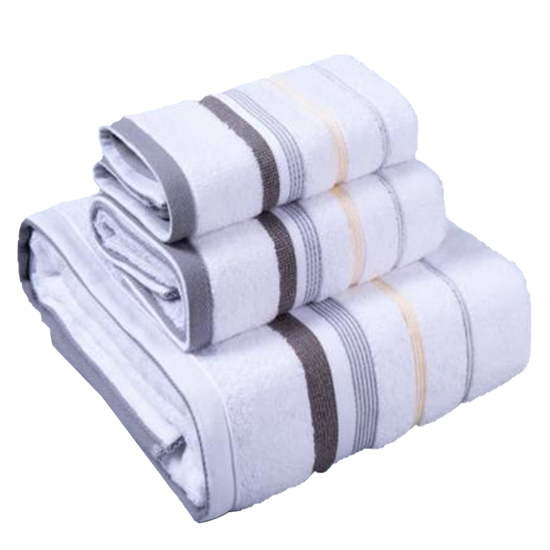 洁丽雅（Grace） 条理浴巾毛巾方巾三件套 条理-3 140*70CM/72*34cm/34*34cm 灰色（单位：套）