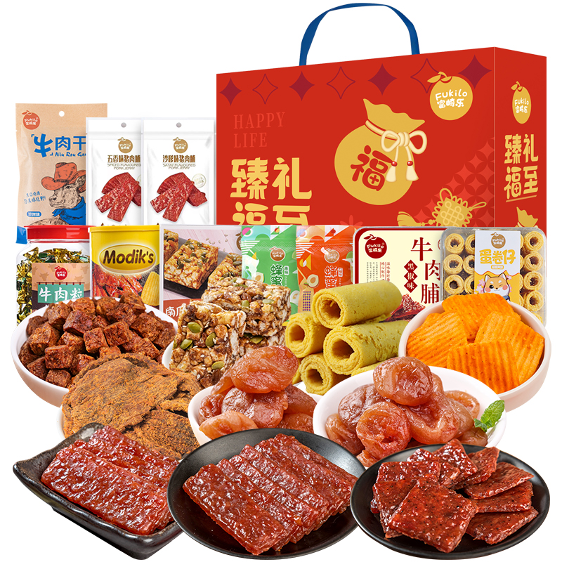 富崎乐（Fukilo） 臻礼福至 肉食饼干糕点蜜饯 礼盒 1242g*1 红色（单位：盒）