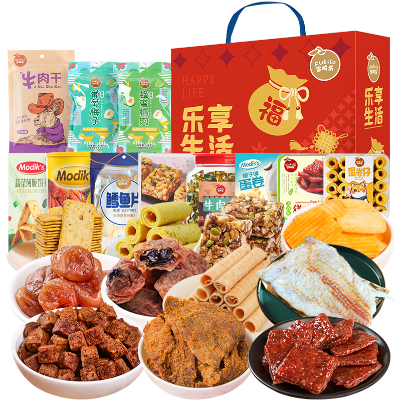 富崎乐（Fukilo） 乐享生活 肉食饼干糕点蜜饯 礼盒 1478g*1 红色（单位：盒）