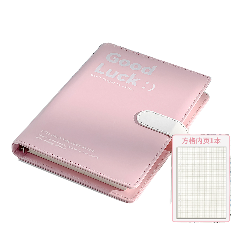 三年二班 Goodluck皮面活页本 BV01-015 90页 235*166*20mm 粉（单位：本）