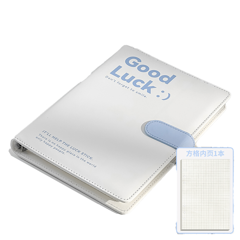 三年二班 Goodluck皮面活页本 BV01-015 90页 235*178*30mm 白色（单位：本）