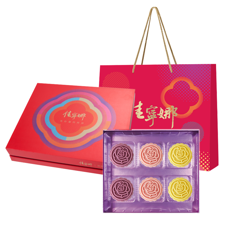 佳宁娜 低糖月饼礼盒 炫彩盈月 480g 红色（单位：盒）