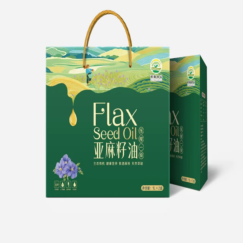 辉腾良谷 亚麻籽油 内蒙古特产 1L*2桶 柠绿色（单位：盒）