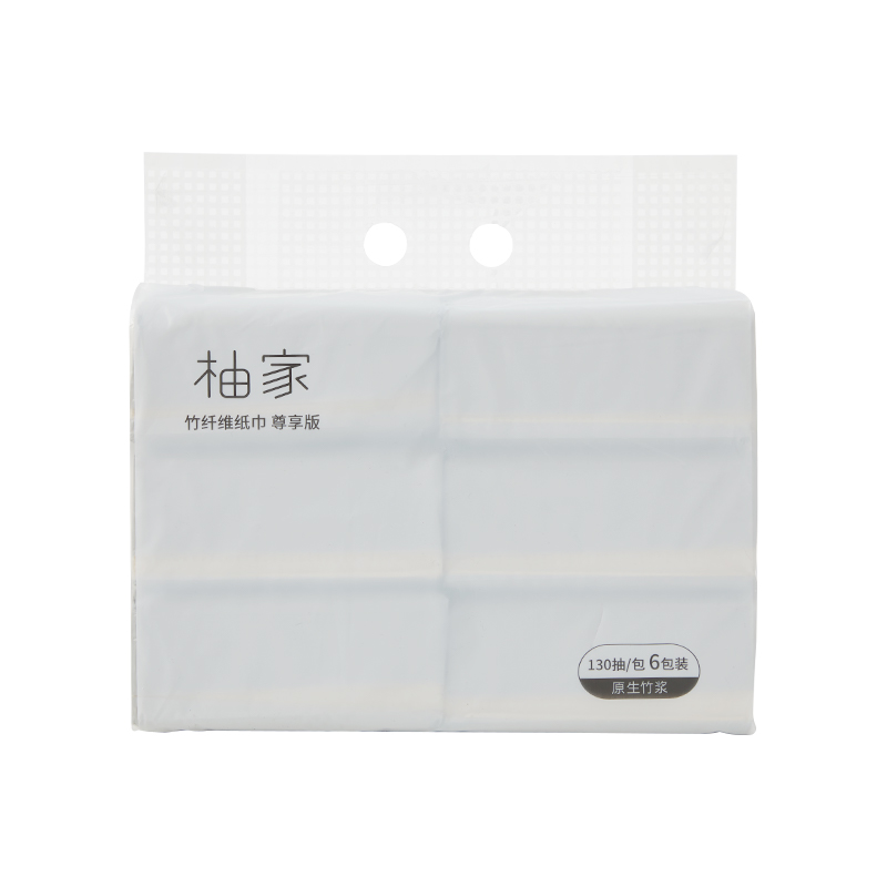 柚家 竹纤维纸巾尊享版 66753 单提（6包） 白色（单位：箱）